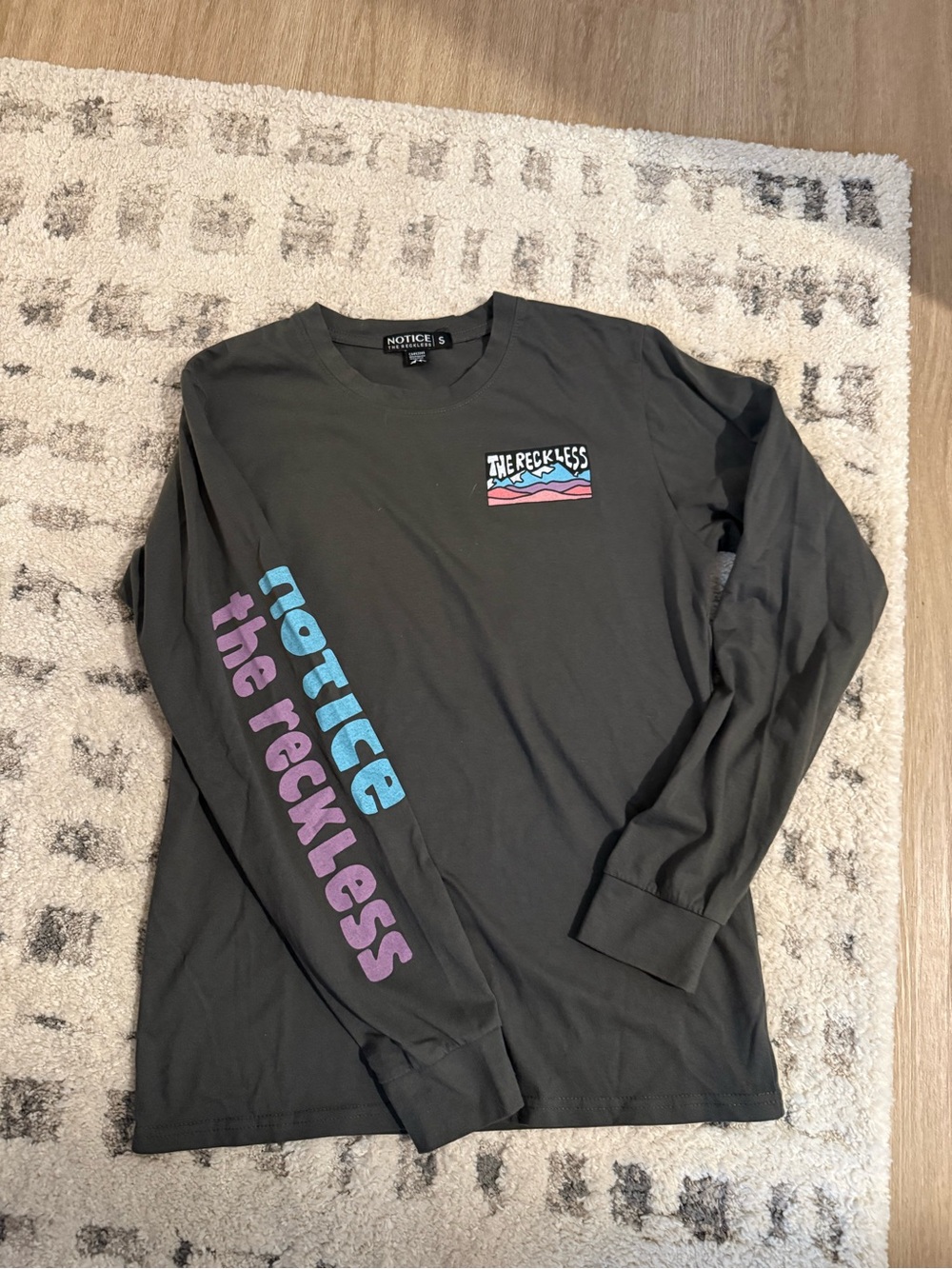 Notice The Reckless Dark Grey Long Sleeve Graphic Tee